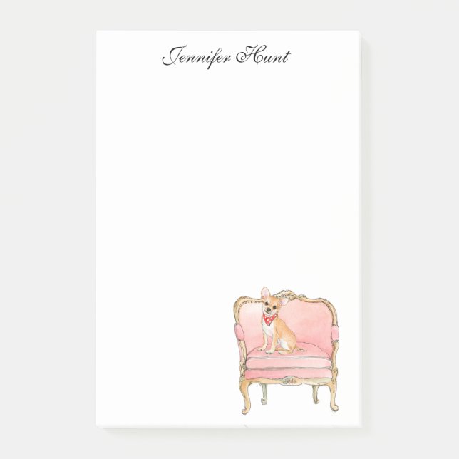 Elegant chihuahua hund akvarell Notepad Post-it Block (Framsida)