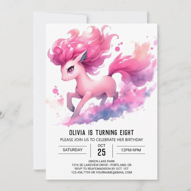 Elegant Children Horse Birthday Inbjudningar (Framsida)