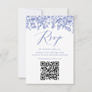Elegant Chinoise Dusty Blue Blommigt OSA kort