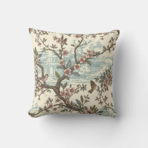 Elegant Chinoiserie Blommar & Birds Dekorativ kudd