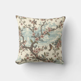 Elegant Chinoiserie Blommar & Birds Dekorativ kudd Kudde