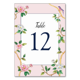 Elegant Chinoiserie Blommigt Rosa Bordsnummer