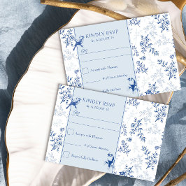 Elegant Chinoiserie Blue and White Blommigt Bröllo OSA Kort