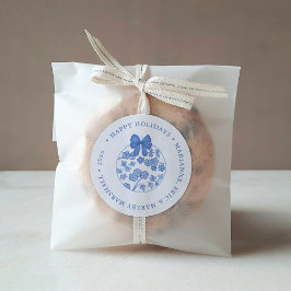 Elegant Chinoiserie Blue and White God jul Runt Klistermärke