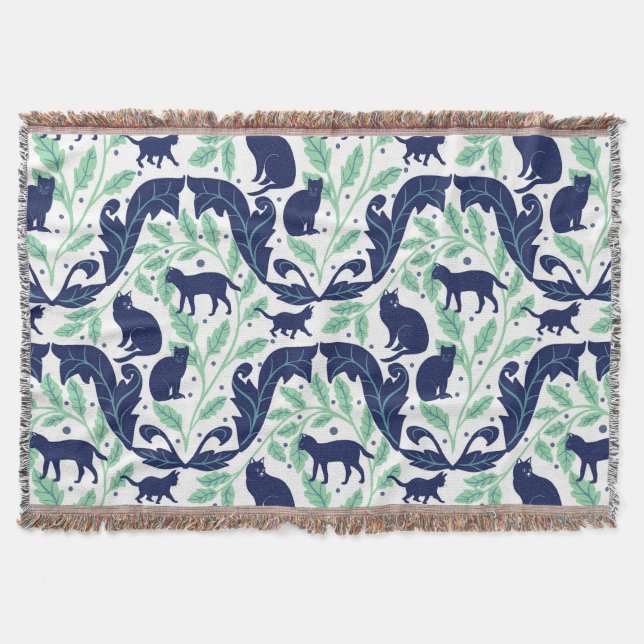 Elegant Chinoiserie Blue Mint Black Cat-Whimsical Filt (Framsidan)