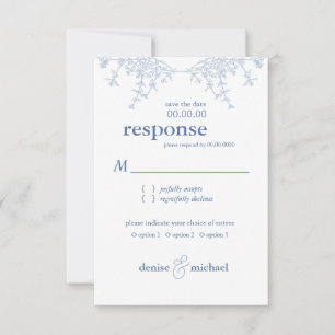 Elegant Chinoiserie Blue Pagoda Bröllop OSA Inbjudningar