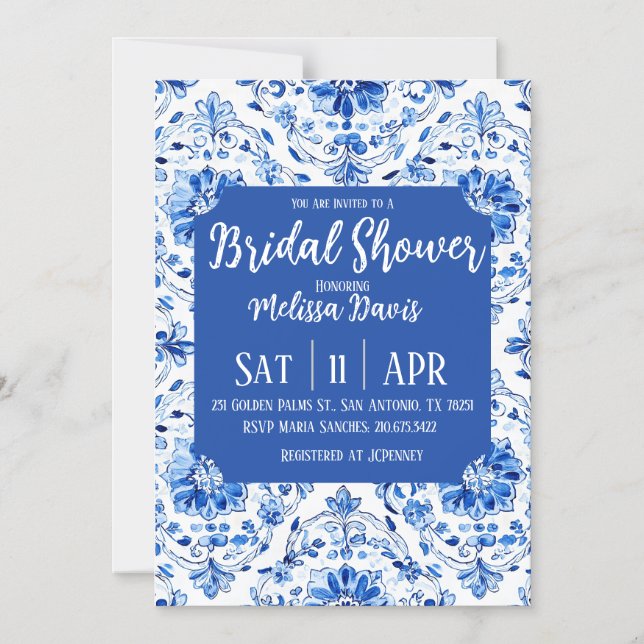 Elegant Chinoiserie Bridal Shower Invitation Magnetisk Inbjudningskort (Framsida)