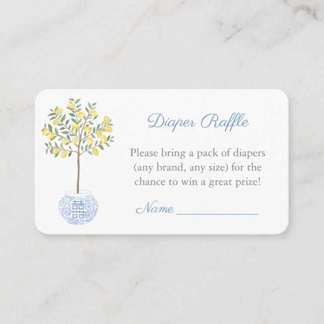 Elegant Chinoiserie Diaper Raffle Boy Shower Tilläggskort (Framsida)