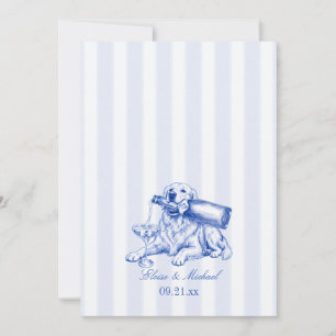 Elegant Chinoiserie Golden Retriever Bröllop Inbjudningar