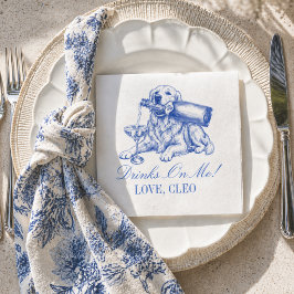 Elegant Chinoiserie Golden Retriever Bröllop Pappersservett