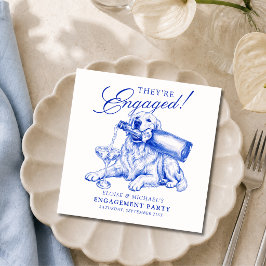 Elegant Chinoiserie Golden Retriever Förlovning Pappersservett