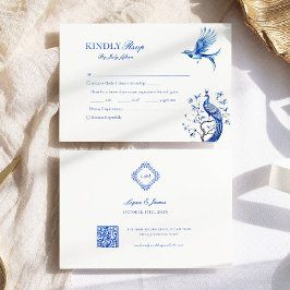 Elegant Chinoiserie Meal Choice Bröllop OSA Kort