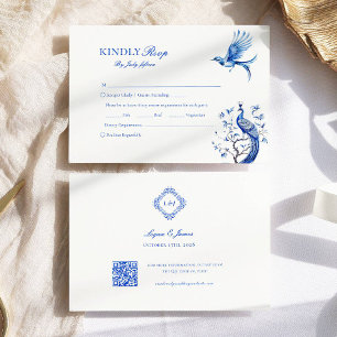 Elegant Chinoiserie Meal Choice Bröllop OSA Kort