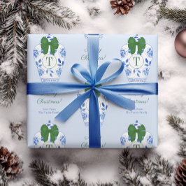 Elegant Chinoiserie Monogram Merry Christmas Presentpapper