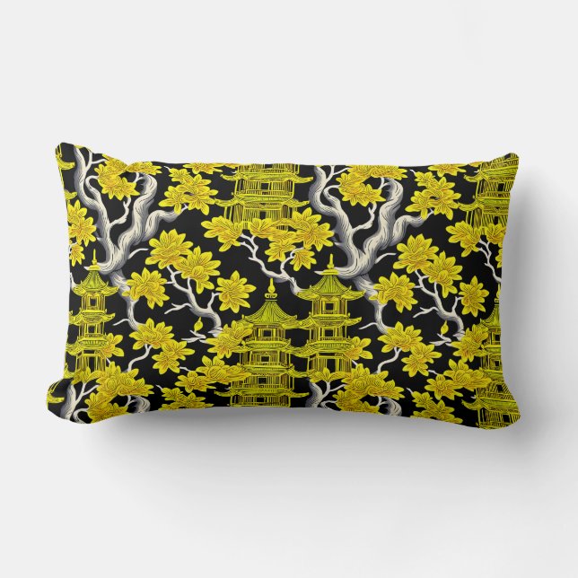 Elegant Chinoiserie Pagoda Lumbarkudde (Framsida)