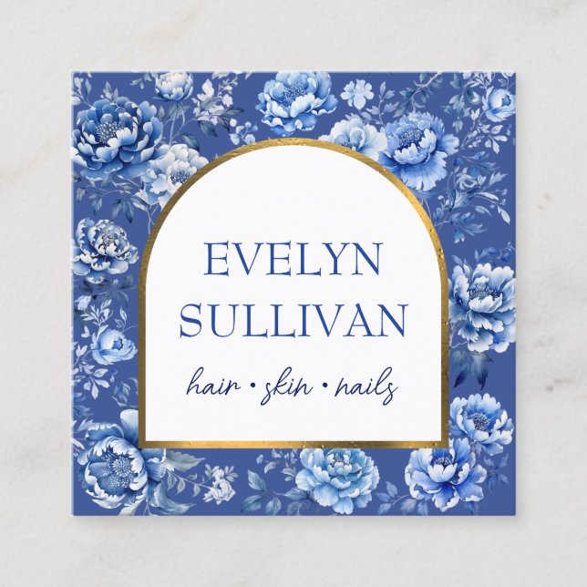 Elegant chinoiseriska blommor fyrkantigt visitkort (Framsida)