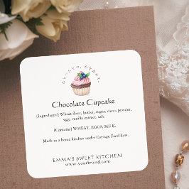 Elegant Chocolate Berry Cupcake Bakery Ingredient Fyrkantigt Klistermärke
