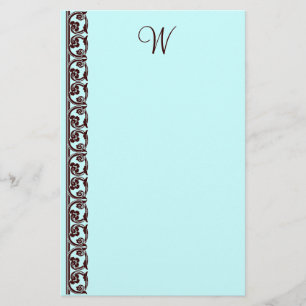 Elegant Chocolate Brown Monogram Teal Stationery Brevpapper