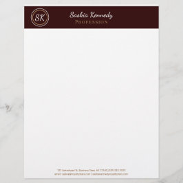 Elegant Chocolate Brown Professionell Monogram Brevhuvud