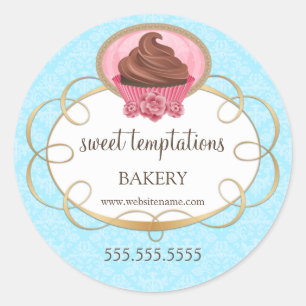 Elegant Chocolate Cupkaka Bakery Packaging Runt Klistermärke