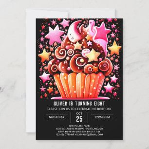 Elegant Chocolate Delight Muffin Girl Birthday Inbjudningar