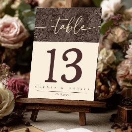 Elegant Chocolate Mocha Bröllop Bordsnumren Doub Bordsnummer