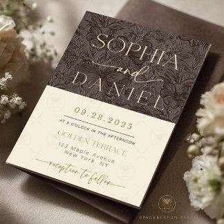 Elegant Chocolate Mocha Wedding Templat invitation Inbjudningar