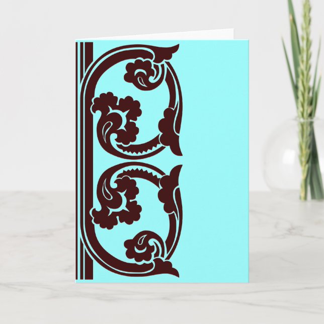 Elegant Chocolate och Teal Gothic Blank Art Cards Anteckningskort (Framsida)