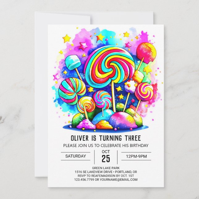 Elegant Chocolate Printable Birthday Inbjudningar (Framsida)