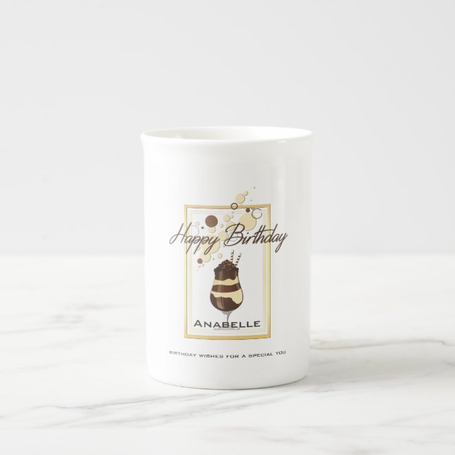 Elegant Chocolate Vanilla Drink Birthday Benporslin Mugg (Framsidan)