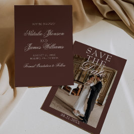 Elegant Choklad Kaka Gammalt Pengar Foto Bröllop Spara Datumet