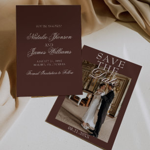 Elegant Choklad Kaka Gammalt Pengar Foto Bröllop Spara Datumet