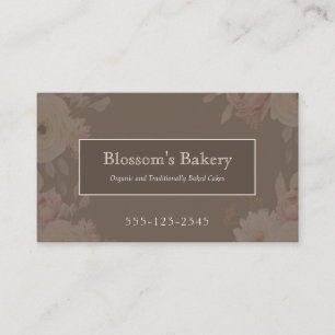 Elegant chokladbrun blomsterbakery visitkort