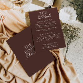 Elegant chokladbrun bröllopsdetalj i gammaldags pe tilläggskort