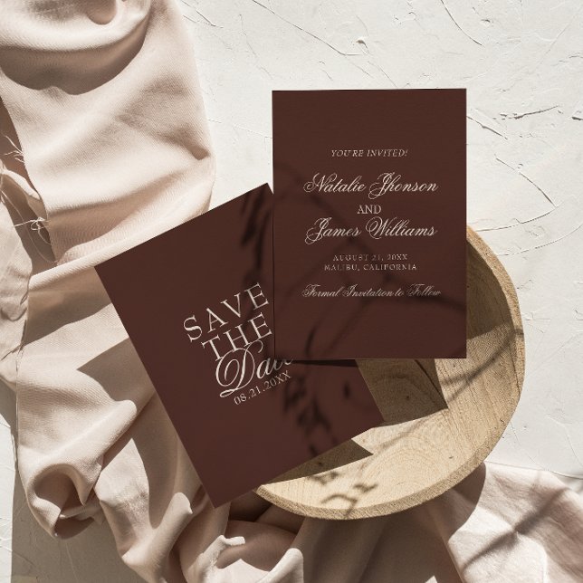 Elegant chokladbrun lyxig gammal peng Wedding Spara Datumet (Skapare uppladdad)