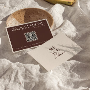 Elegant chokladbrun QR-kod för bröllop med gammald OSA Kort