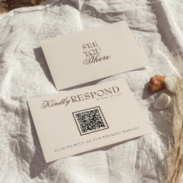 Elegant chokladbrun QR-kod för bröllop med gammald OSA Kort