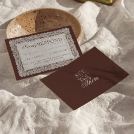 Elegant chokladbrun spets gammaldags bröllop med p OSA kort