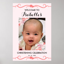 Elegant CHRISTENING DAY Event Party Welcome Sign Poster
