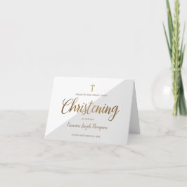 Elegant Christening Pojke GRÅTT Guld Tack Kort