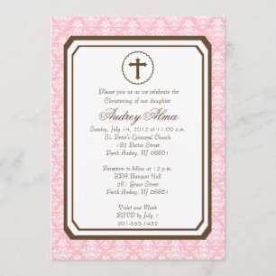 Elegant Christeninginbjudan för flicka - rosa Inbjudningar