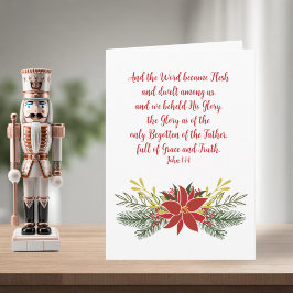 Elegant Christian Bible Verse jul Poinsettia Helgkort