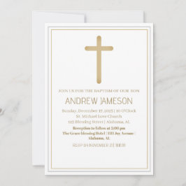 Elegant Christian Blue Guld Kor | Baptism Inbjudningar