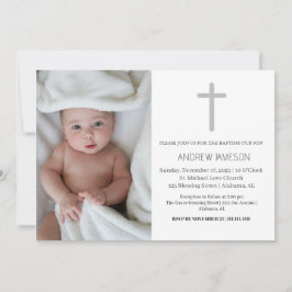 Elegant Christian Blue Round Photo | Baptism Inbjudningar