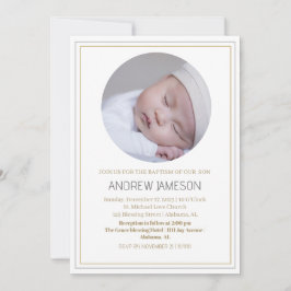 Elegant Christian Blue Round Photo | Baptism Inbjudningar