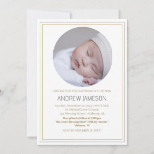 Elegant Christian Blue Round Photo Baptism Inbjudningar