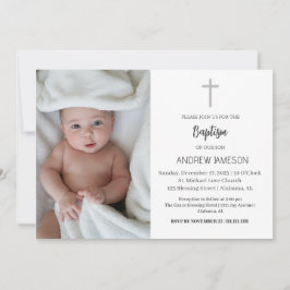 Elegant Christian Blue Round Photo | Baptism Inbjudningar