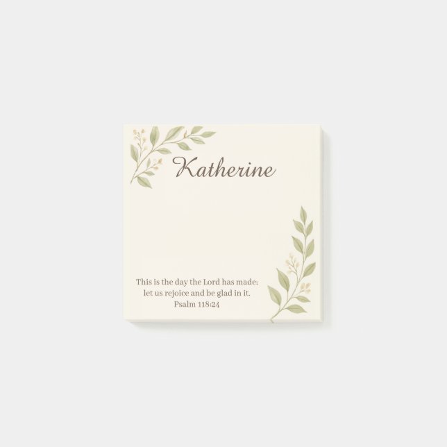 Elegant Christian Botanical Sticky Notes Post-it Block (Framsida)