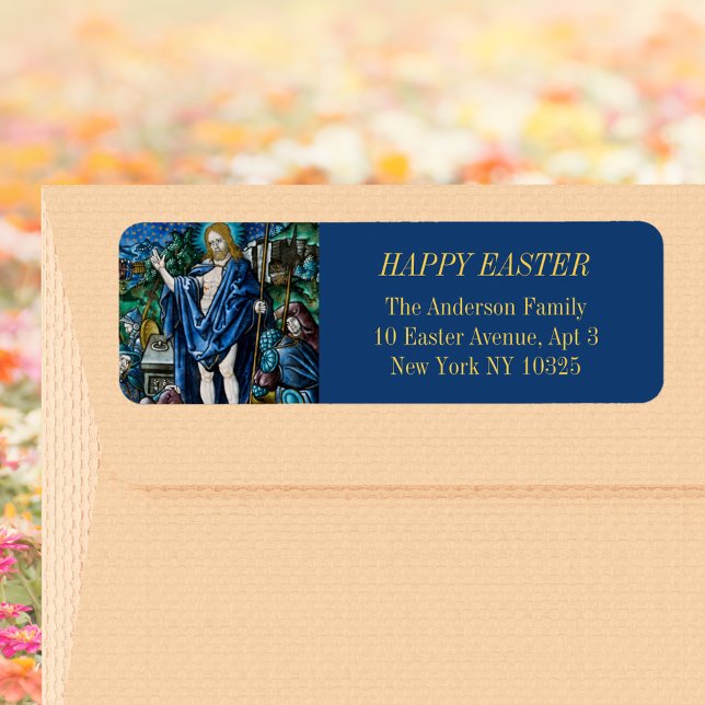 Elegant Christian Catholique Resurrection Joy Påsk Returadress Etikett (Elegant Religious Christian Catholic Resurrection of Jesus Christ Easter Return Address Label)