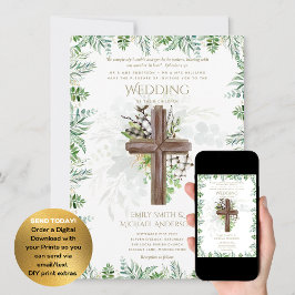 Elegant Christian Greenery Rustic Kor Bröllop Inbjudningar